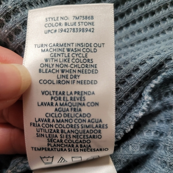 Seven7 Premium High Low Blue Gray Button Down Waffle Knit Henleys Size Large - Picture 14 of 16